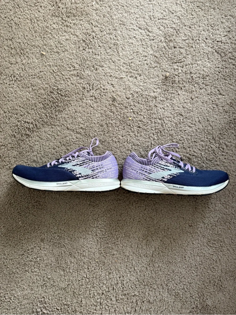 Brooks Navy and Lavender Women's Athletic Knit Sneakers